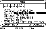 This image shows the MODE settings with PARAMETRIC selected  from a TI-89